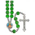  GREEN ROUND MARBLE FINISHED BEAD ROSARY (10 PC) 